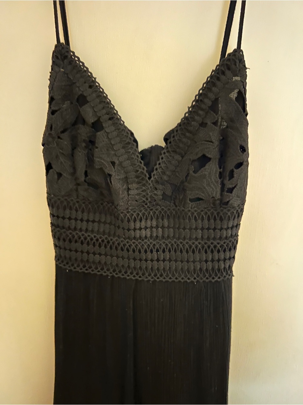 Love Tree Black Crochet-Detail Midi Dress